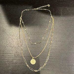 NWT Kendra Scott Medallion Coin Multi Strand Necklace In Gold